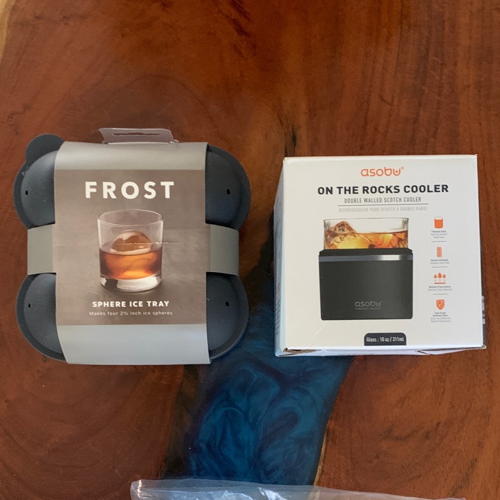 On The Rocks Cooler and Frost Sphere Ice Tray Set - Black